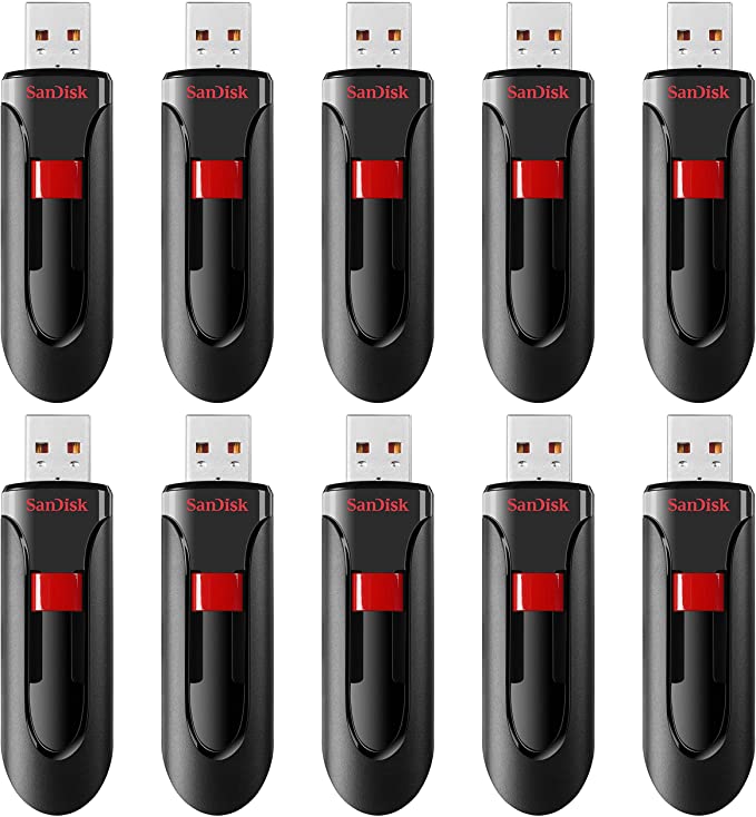 SanDisk 64GB 10-Pack Cruzer Glide USB 2.0 Flash Drive (10x64GB) - SDCZ60-064G-B10CT