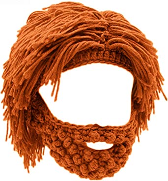 YEKEYI Wig Beard Hats Creative Barbarian Knit Wig Beanie Funny Knit Hat Beard Funny Party Beanies Ski Mask