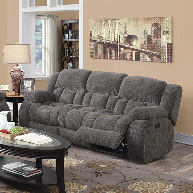 Coaster Home Furnishings Weissman Pillow Padded Motion Sofa Charcoal