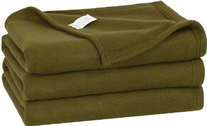 Twin Polar-Fleece Thermal Blanket Basil (70 by 90 Inches) - Extra Soft Brush Fabric, Super Warm Bed Blanket, Lightweight Couch Throw Blanket, Easy Care - By Utopia Bedding