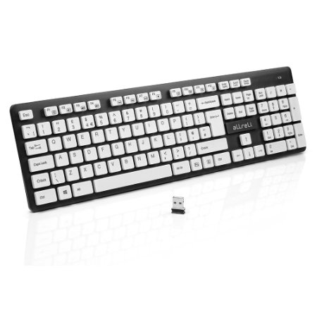 aLLreLi KA150G Wireless Keyboard w 18 Multimedia function keys Ultra Slim Chocolaty Keycaps