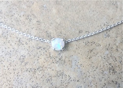 Genuine Opal (October Birthstone) 4mm choker necklace in Sterling Silver or Gold