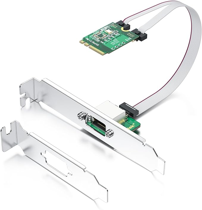 10Gtek M.2 A E Key 2.5G Gigabit Ethernet Network Card, 30-cm Cable Length