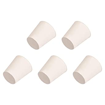 uxcell White Tapered Shaped Solid Rubber Stopper for Lab Tube Stopper Size 4 5Pcs