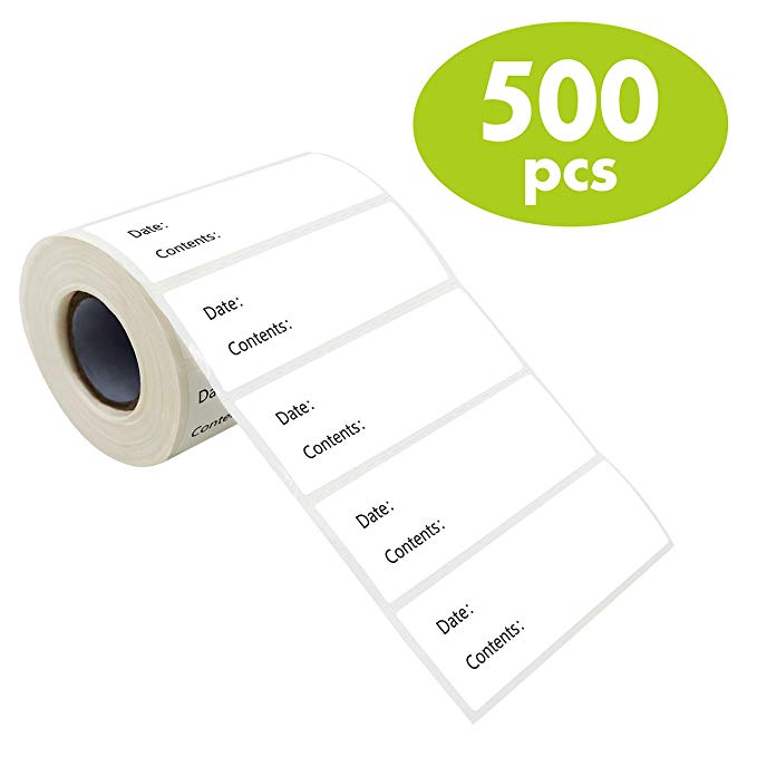 500 Freezer Refrigerator Food Labels Reminder Water Oil Resistant in Roll with Perforation Line,Removable Adhesive (Each measures 1” X 3”)