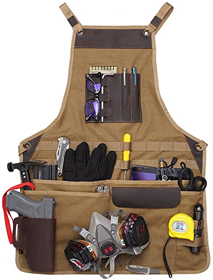 VIPERADE Mens Apron, Work Canvas Apron with Pockets Woodworking Aprons for Men