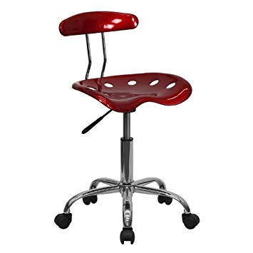 Flash Furniture Vibrant Wine Red and Chrome Swivel Task Chair with Tractor Seat