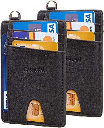 Casmonal Slim Minimalist Front Pocket Wallets RFID Blocking Credit Card Holder for Men & Women