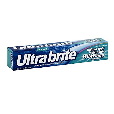 Ultra Brite Baking Soda & Peroxide Whitening Anticavity Fluoride Toothpaste, Cool Mint , 6 Oz (Pack of 6)