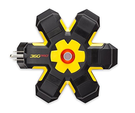 360 Electrical 36000 Pro Heavy Duty 5 Outlet Hub with Hexacore, Black/Yellow