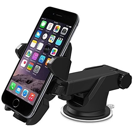 CIVPOWER Phone Holder for Car - Best Cell Phone Car Mount / Phone Stand - Ideal for iPhone 6s Plus, 6s, 5s, 5c, Samsung Galaxy S7, Edge S6, S5, Note 5 and 4 - Single Hand Operation - Distraction-Free