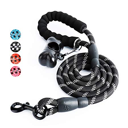 Toozey 5FT Dog Lead with Comfortable Padded Handle, Reflective Dog Lead with Dog Poo Bags & Dispenser, Dog Lead for Small, Medium and Large Dogs