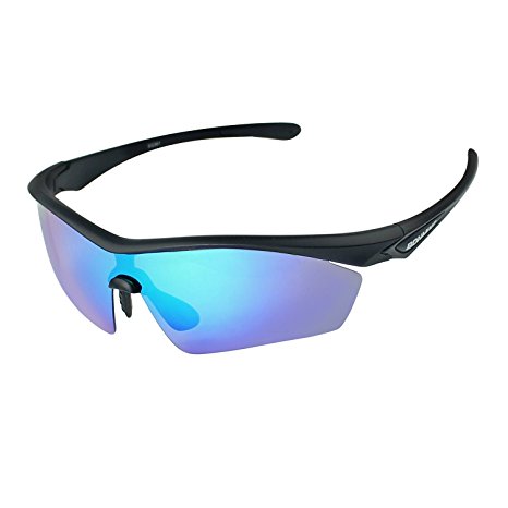 Bonmixc Polarized Sports Sunglasses for Men Women, Unbreakable Frame & 100% UV400 Blocking Lens with Glare Eliminating for Driving Riding Sports Outdoor Golf Everyday use