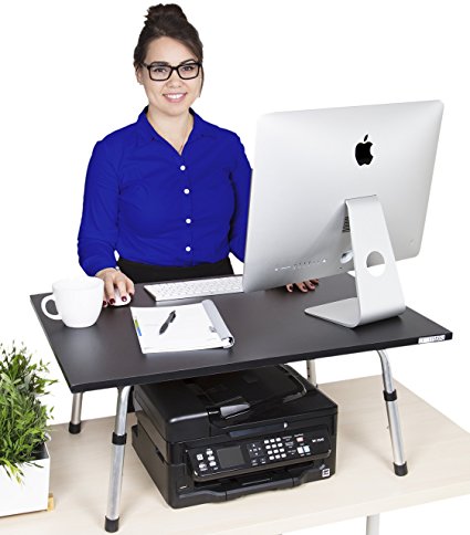 Executive Stand Steady Standing Desk -Holds 2 Monitors- Award Winning Stand up Desk Converter - Featured in Forbes and The Washington Post! (Black)