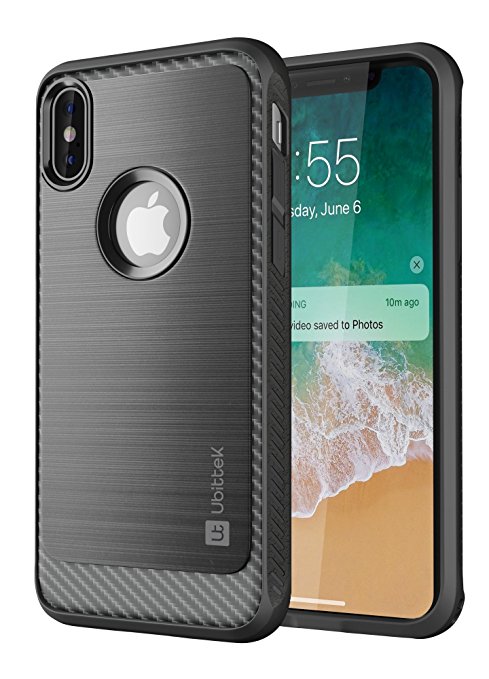 iPhone X Case, Ubittek Resilient Shock Absorption and Carbon Fiber Design Case for iPhone X