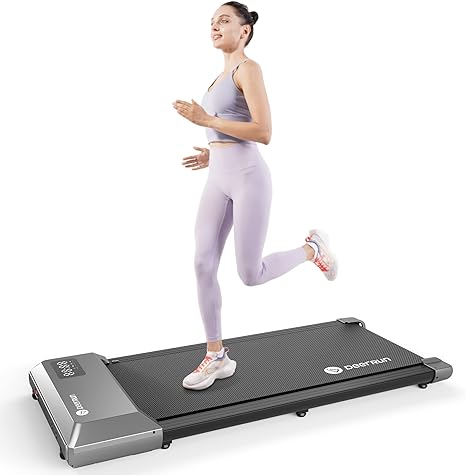 DeerRun Walking Pad Treadmill Under Desk, 2 in 1 Walking Pad Portable Treadmill with 265LBS Capacity, LED Display Under Desk Treadmill for Home/Office with Remote Control