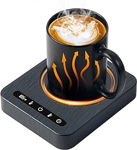 Coffee Mug Warmer,Coffee Warmer for Desk with Auto Shut Off,4 Temperature Setting&1-12H Timer,Smart Cup Warmer for Heating Coffee, Beverage, Milk, Tea and Hot Chocolate (Black Wood Grain)