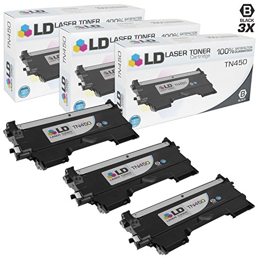 LD © Compatible with Brother Set of 3 TN450 High Yield Toner Cartridges for DCP-7060D, DCP-7065DN, HL-2130, HL-2132, HL2230, HL-2240, HL2240D, HL-2242D, HL-2250DN, HL-2270DW, HL-2280DW, Intellifax 2840, Intellifax 2940, MFC-7240, MFC7360N, MFC-7460DN and MFC-7860DW Printers