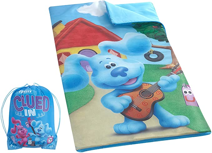 Idea Nuova Nickelodeon Blue's Clues Sling Bag and Cozy Lightweight Zip Around Sleeping Bag, 46” L x 26” W, Ages 3