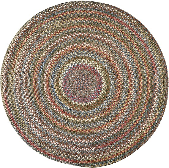 Super Area Rugs Gemstone Made in USA Braided Rug Colorful Kitchen Living Room Carpet, Bronze 6' X 6'