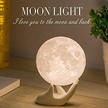 Mydethun Moon Lamp Moon Light Night Light for Kids Gift for Women USB Charging and Touch Control Brightness 3d Printed Warm and Cool White Lunar Lamp (3.5IN)