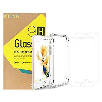 iphone 7 Plus case & screen protector Combo,Allovit Crystal Clear TPU Case and Premium Tempered Glass Screen Protector [2 pack],Dual Layer Protection Cover for iPhone 7 Plus