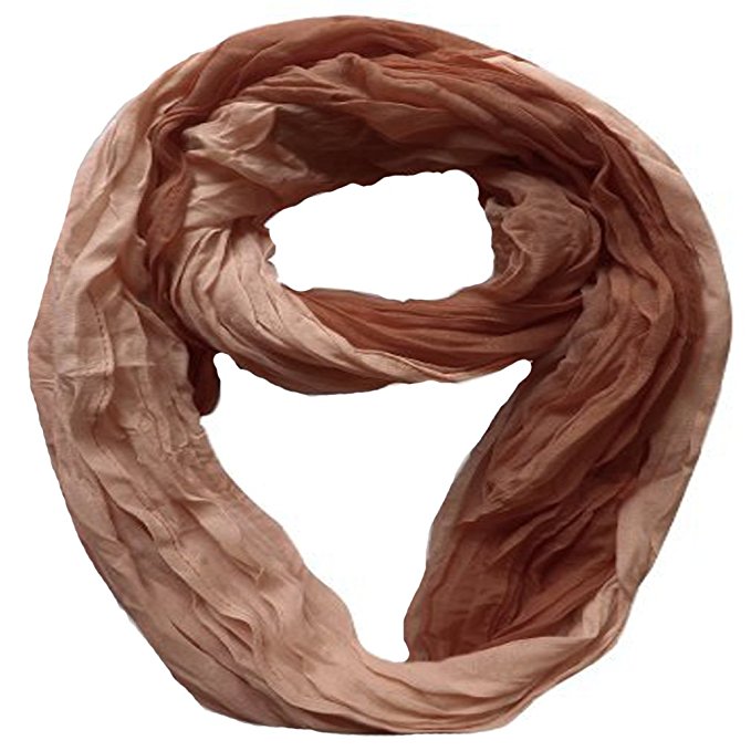 Peach Couture Fashion Lightweight Crinkled Infinity Loop Scarf Neon Faded Ombre