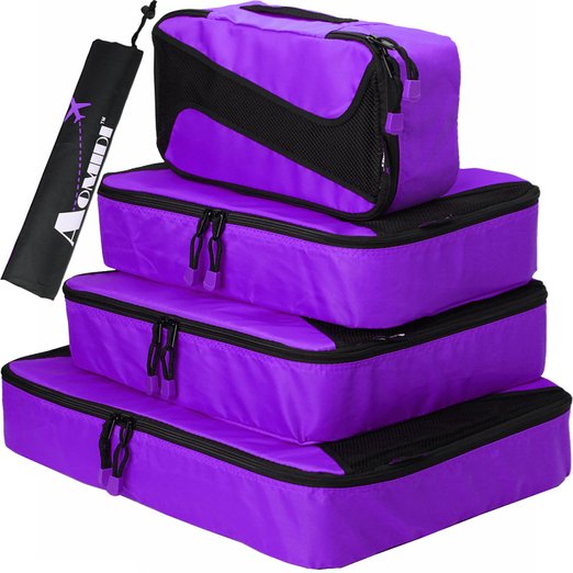 AOMIDI － Packing Cubes 4 Set - Travel Luggage Packing Organizers with Laundry Bag