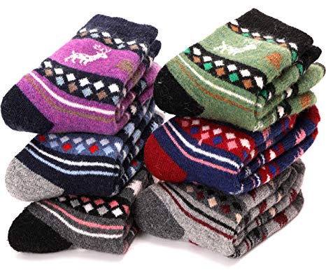 Boys Girls Wool Socks Soft Warm Thick Thermal Cotton For Child Kid Toddler Winter Crew Socks 6 Pairs