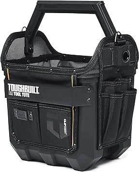 ToughBuilt - 12 In Tool Tote w/Waterproof Base - Riveted Pocket Panels - 3 Tool Dividers, Quick Release Handle - (TB-CT-82-12)
