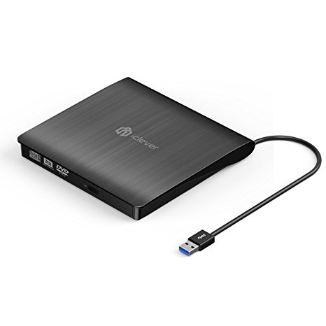 iClever External USB 3.0 DVD CD Drive, Portable DVD CD RW Rewriter Burner for Laptop Notebook PC Desktop Computer and more