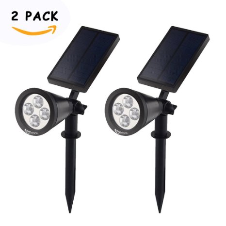 2Pcs Keenstone® Solar Spotlight Wall lights Outdoor Garden-Waterproof,180°angle Adjustable,Auto-on/off Garden Path Lights,In-ground Lights,Flag Pole Light for Tree,Patio,Deck,Yard,Driveway,Stairs,Pool