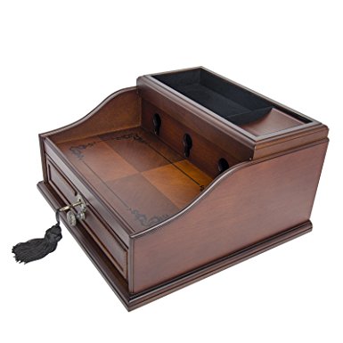 Wood Finish Mahogany Valet Charging Station Organizer for iPhone, Samsung and other Smart Phones - Elora