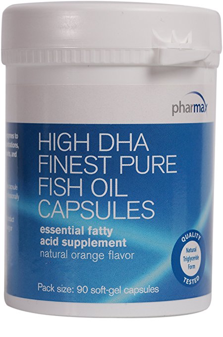 Pharmax - High DHA Finest Pure Fish Oil Vegetable Capsules - Supports Vision, Brain, and Cardiovascular Health* - 90 Softgel Capsules
