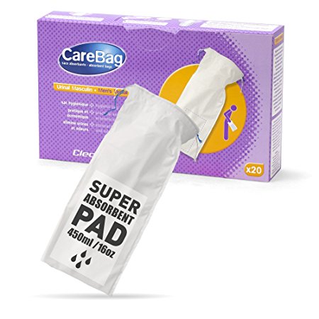 Carebag Male Urinal Bag with Super Absorbent Pad, 20 Count