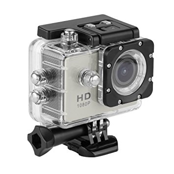 Floureon Y8-P Waterproof Wireless Mini WiFi Action Sports Camera 2.0 Inch LCD Display H264 1080P HD 12Mp TV PC Camera 140° Wide-Angle USB Output Silver