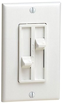 Leviton 6628-W SureSlide 300W Per Circuit Incandescent or 300VA Magnetic Low Voltage Dual slide-to-OFF Dimmer, Single Pole, White