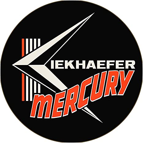 Compatible With Kiekhaefer Mercury Outboard Motors Logo Reproduction Car Company Garage Signs Metal Vintage Style Decor Metal Tin Aluminum Round Sign Home Decor With 2 American Flag Vinyl Decals