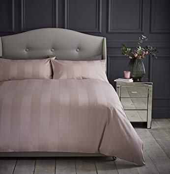 Silentnight Wide Sateen Stripe Duvet Set, Blush, King