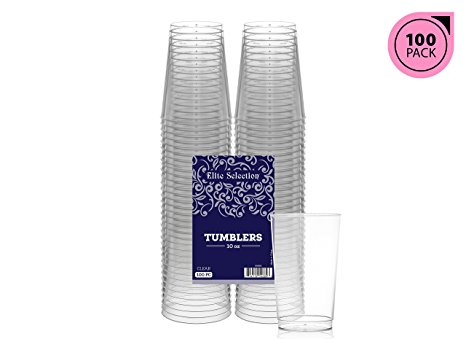 Elite Selection 10 Oz. Pack Of 100 Clear Hard Disposable Party Plastic Tumblers/Cups