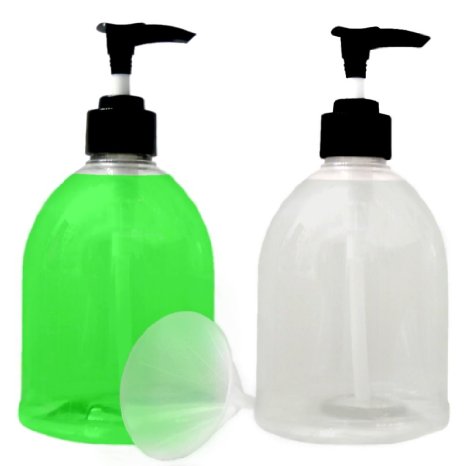 Soap Dispenser - Ideal for Kitchen Soap Hand Soap Shampoo and Lotion 2 Pack Countertop Refillable No Drip 16 Ounce Kids Soap Dispenser with Bonus Funnel by Classic Ambiance