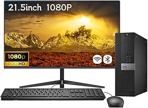 Dell Optiplex 5050 SFF Desktop w/ 21.5" FHD Monitor, Intel Core i5-7500 up to 3.8 GHz, 16 GB RAM DDR4, 256 GB SSD, Keyboard and Mouse with Cable, CAM, WiFi, Windows 10 Pro (Renewed)