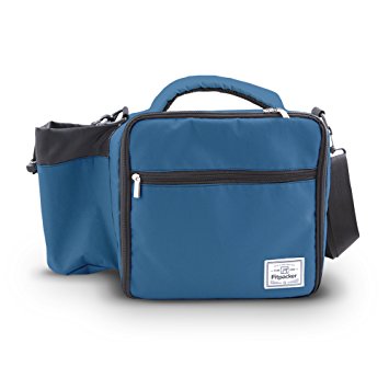 Fitpacker Meal Prep Lunch Bag with Large Water Bottle Holder - Insulated (4 Meal, Slate Blue V2.1)