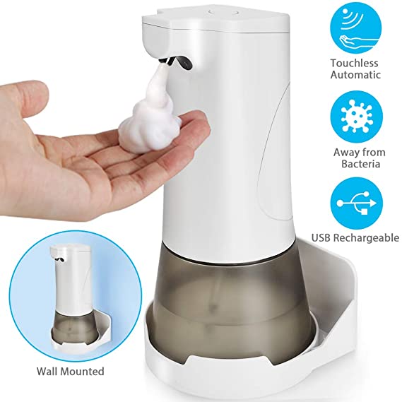 Auto Soap Dispenser Wall Mount 350mL, Touchless Rechargeable Foam Dispenser, Infrared Motion Sensor, Perfect for Office Hospital Hotel Kitchen Bathroom Commercial Use, Fasting Foaming, Water-Proof