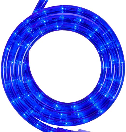Wintergreen Lighting 18' LED Blue Rope Light, LED Flexible Light Rope String Light Outdoor – LED Light Rope Bedroom LED Light Rope, 120V, ½ Inch, 2-Wire (18 ft, Blue)