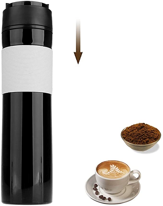 Coffee Maker French Press Travel Coffee Mug Protable Tea and Coffee Maker Bottle, Hot and Cold Coffee Brewer, Travel Tumbler Great for Commuter, Camping, Outdoors and Office, 350ml/12oz (Coffee-P-01)