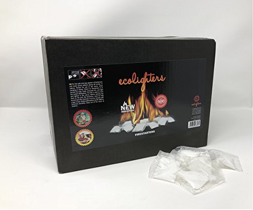 Ecolighters Firelighters - Box of 500 sachets for BBQ, Fire Pit, Fireplaces - Firestarters (500 box)