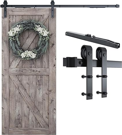 SMARTSTANDARD 6.6 FT Sliding Barn Door Soft Close Hardware Kit - 5 ft-10 ft, Smoothly and Quietly-Single Door-Invisible Design-Includes Step-by-Step Manual-Fit 36"-40" Door Panel (J Shape)