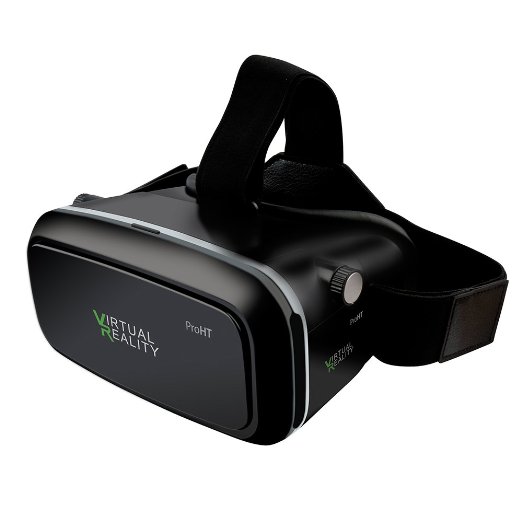 3D VR Virtual Reality Glasses Headset (88201AA) Head-mounted Headband for iPhone 6s/6 plus/6/5s/5c/5 Samsung Galaxy s6/s7/note4/note5 and Other 3.5"-6.0" Smart Phone. Power by ProHT.Black