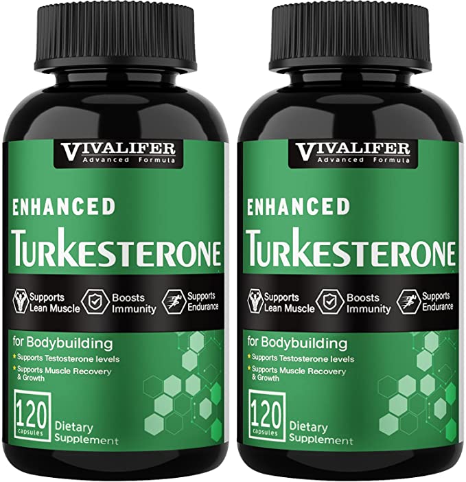 Turkesterone Supplement 500mg, 2 Pack Testosterone Booster for Men, Muscle Building and Mood Boost, Male Strength Enhancer and Immune Booster - 120 Vegan Capsules